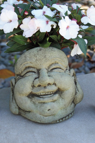 Laughing Hoi Toi Face Head Bust Statue Garden Sculpture Artwork